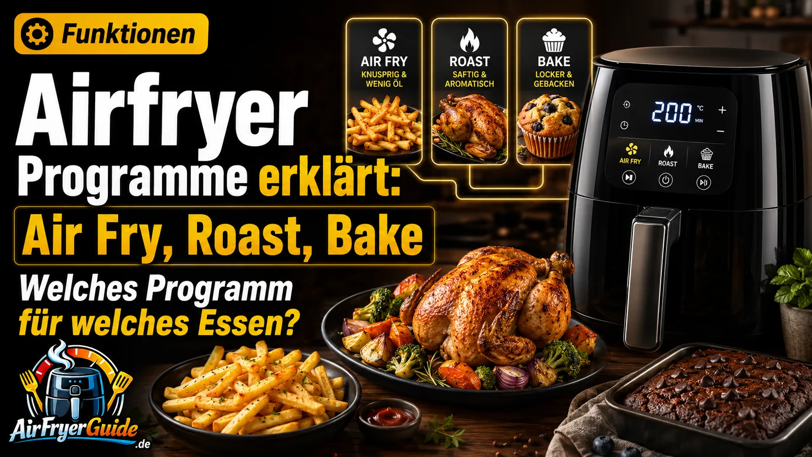 Airfryer Programme erklärt: Air Fry, Roast, Bake und welches Programm für welches Essen