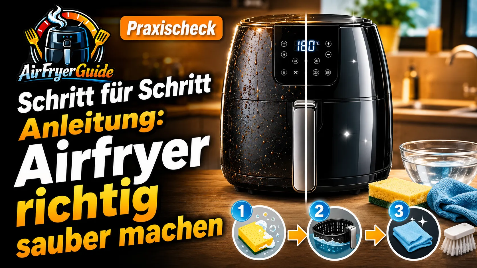 Airfryer reinigen - Heißluftfritteuse richtig sauber machen ohne Beschichtung zu beschädigen