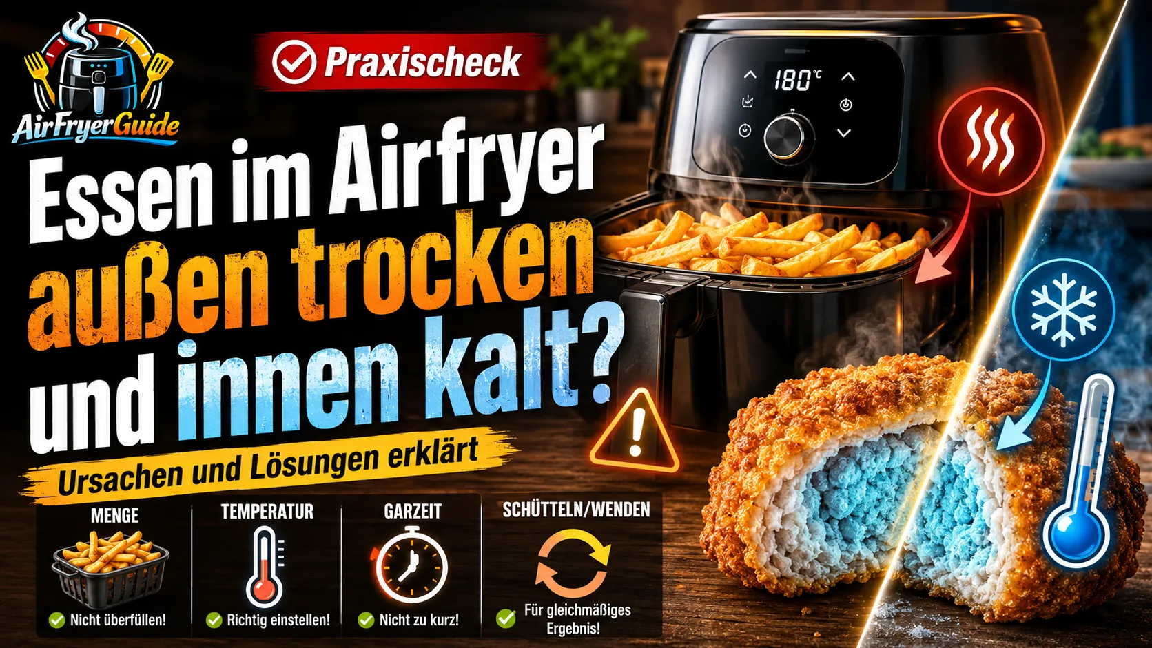 Warum werden Lebensmittel im Airfryer außen trocken und bleiben innen kalt?