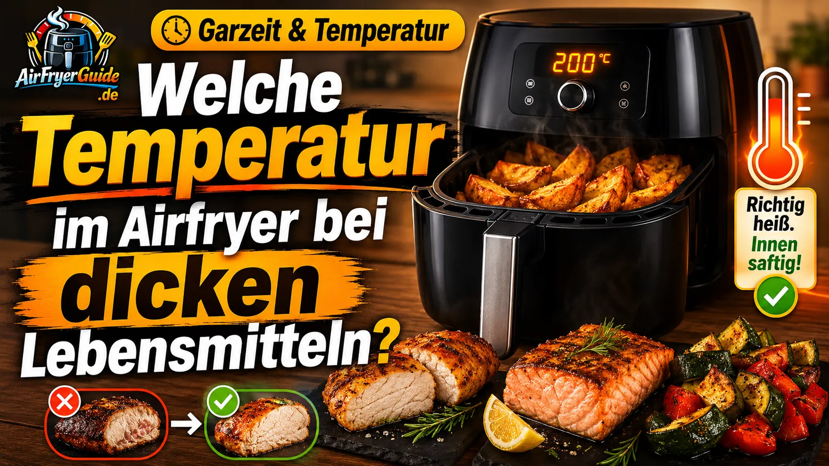 Welche Temperatur im Airfryer bei dicken Lebensmitteln?