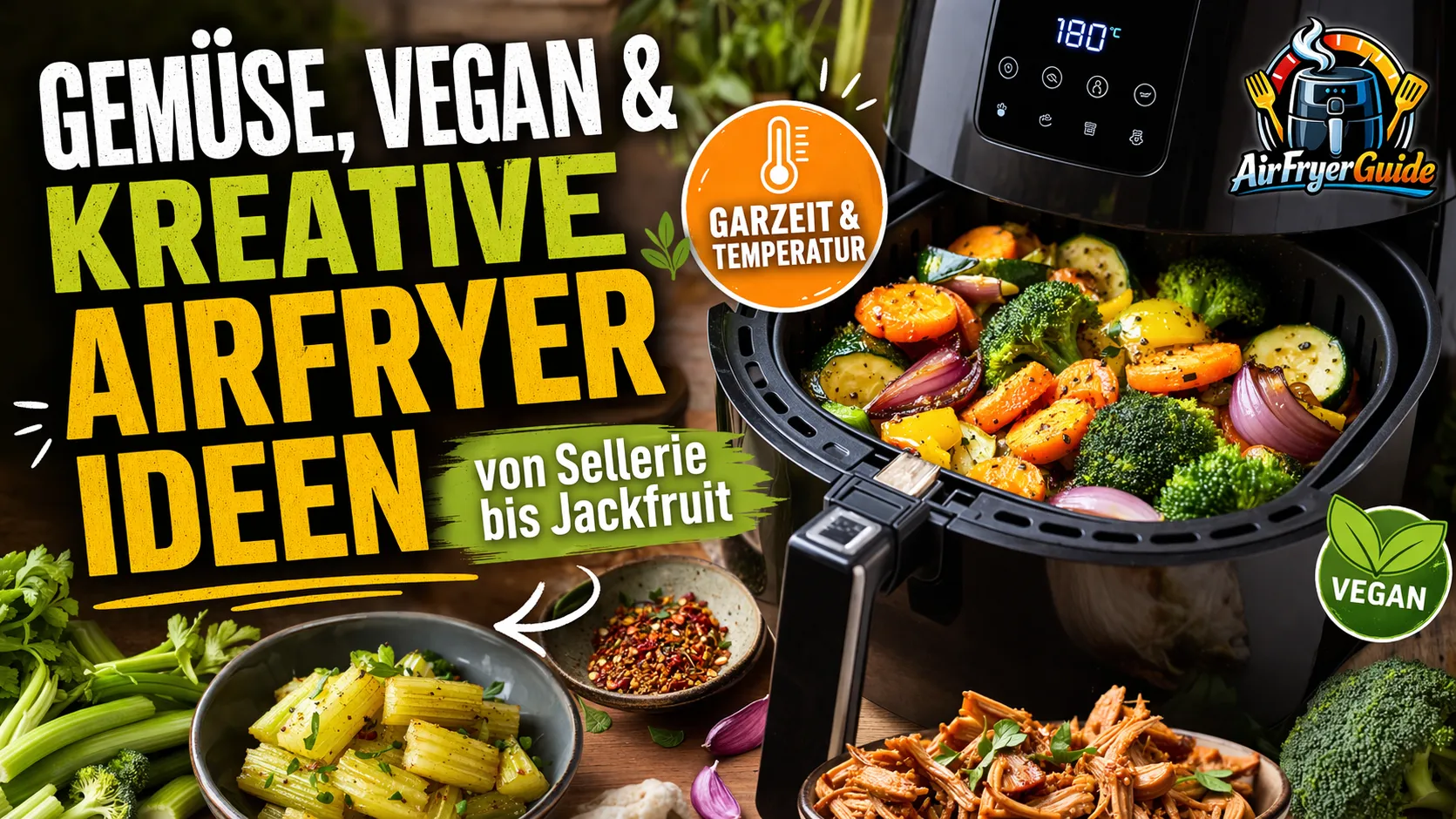 Gemüse, vegan & kreative Airfryer Ideen - von Sellerie bis Jackfruit