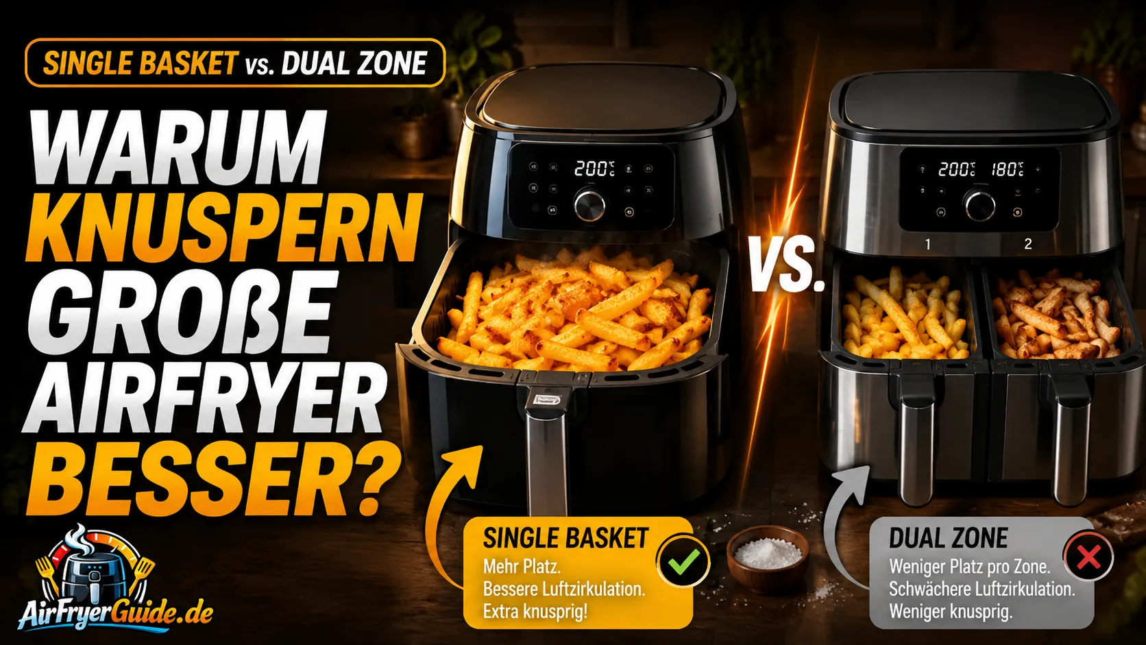 Warum knuspern große Airfryer besser als kleine Heißluftfritteusen?