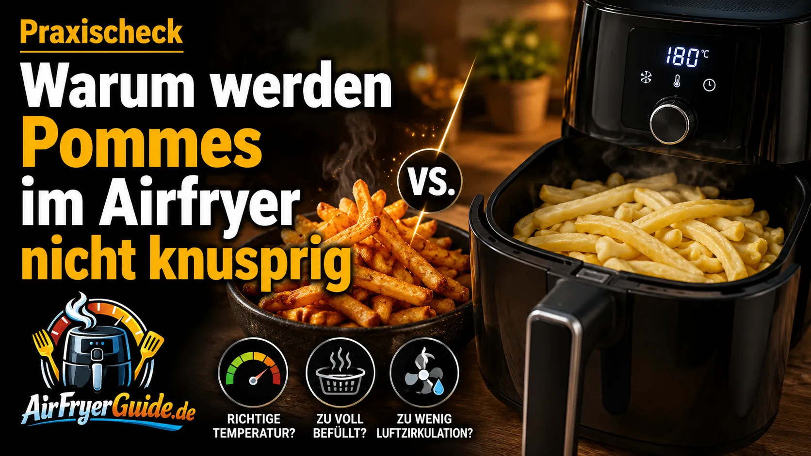 Warum werden Pommes im Airfryer nicht knusprig trotz hoher Temperatur?