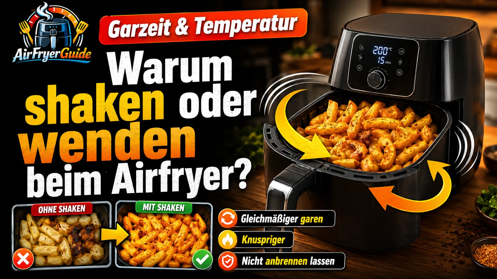 Warum muss man beim Airfryer shaken oder wenden?