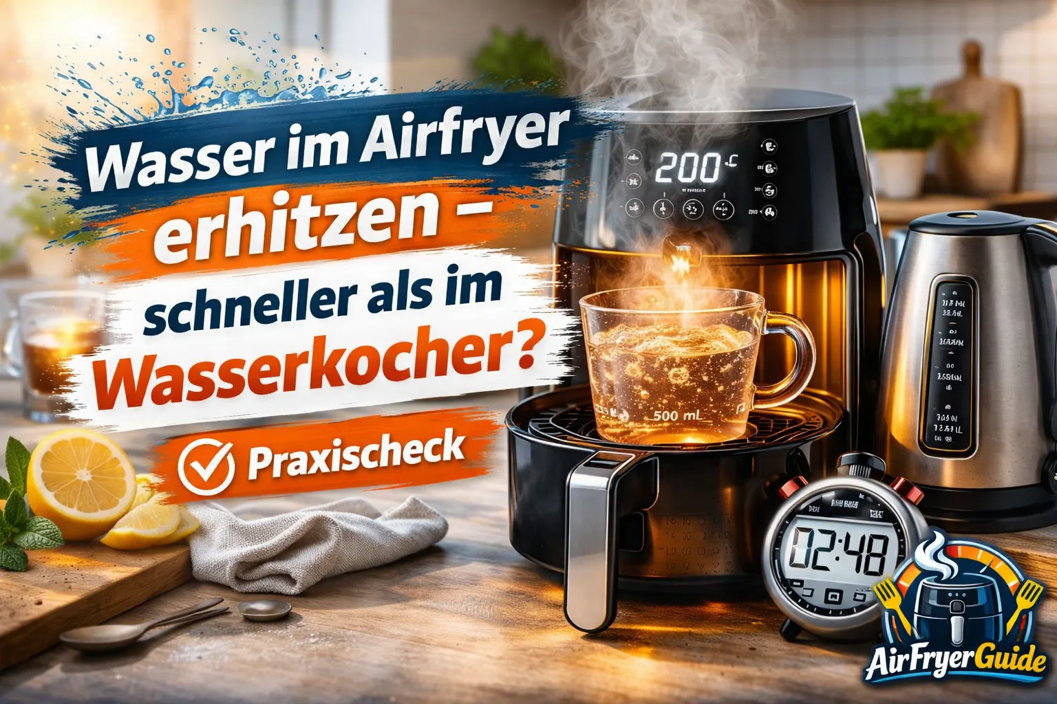 Wasser im Airfryer erhitzen - schneller als im Wasserkocher?